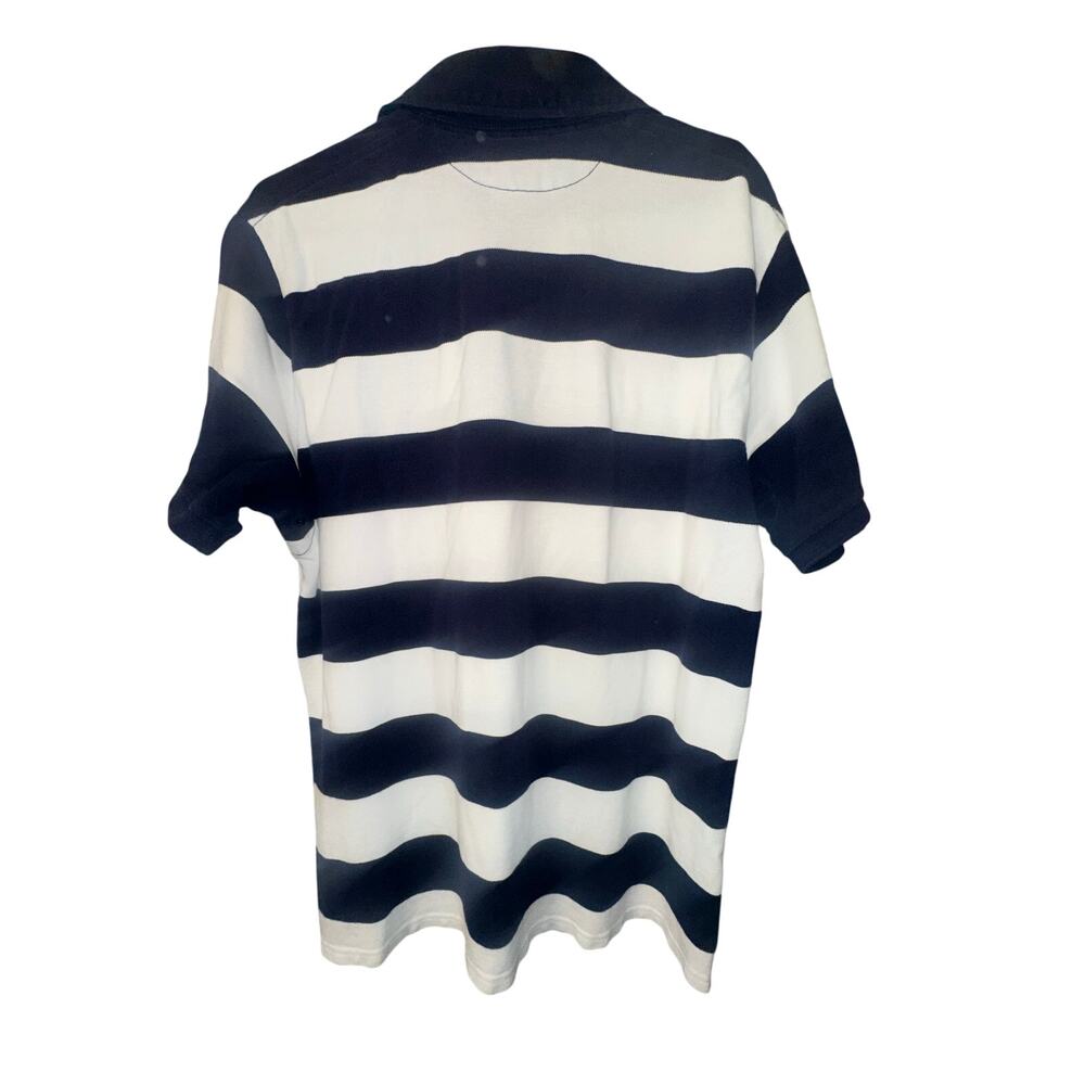 Polo Ralph Lauren Rugby Shirt Men’s XL Custom Fit Navy White Striped Crest Polo - Picture 4 of 6